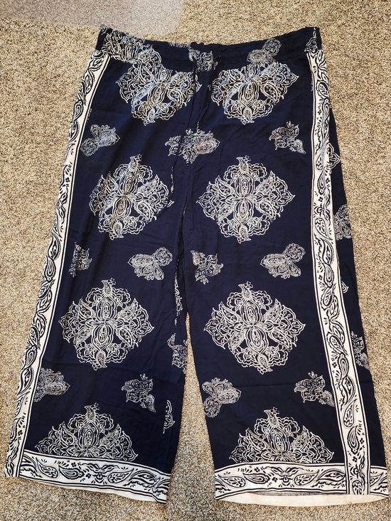 Lane Bryant Pants - Lane Bryant Navy Blue Wide-Leg Printed Lounge Pants